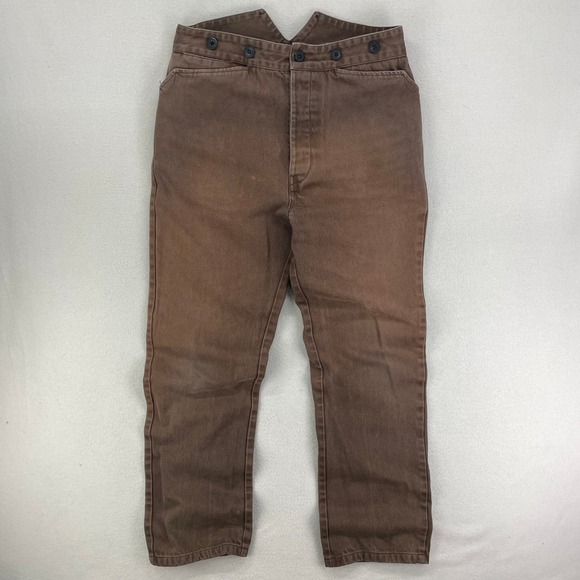Frontier Classics Western Pants Mens 36 Brown Faded Buckle Back Suspender Cowboy - Picture 1 of 12